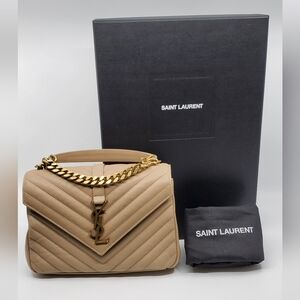 YSL Medium College Shoulder Bag In Chevron.